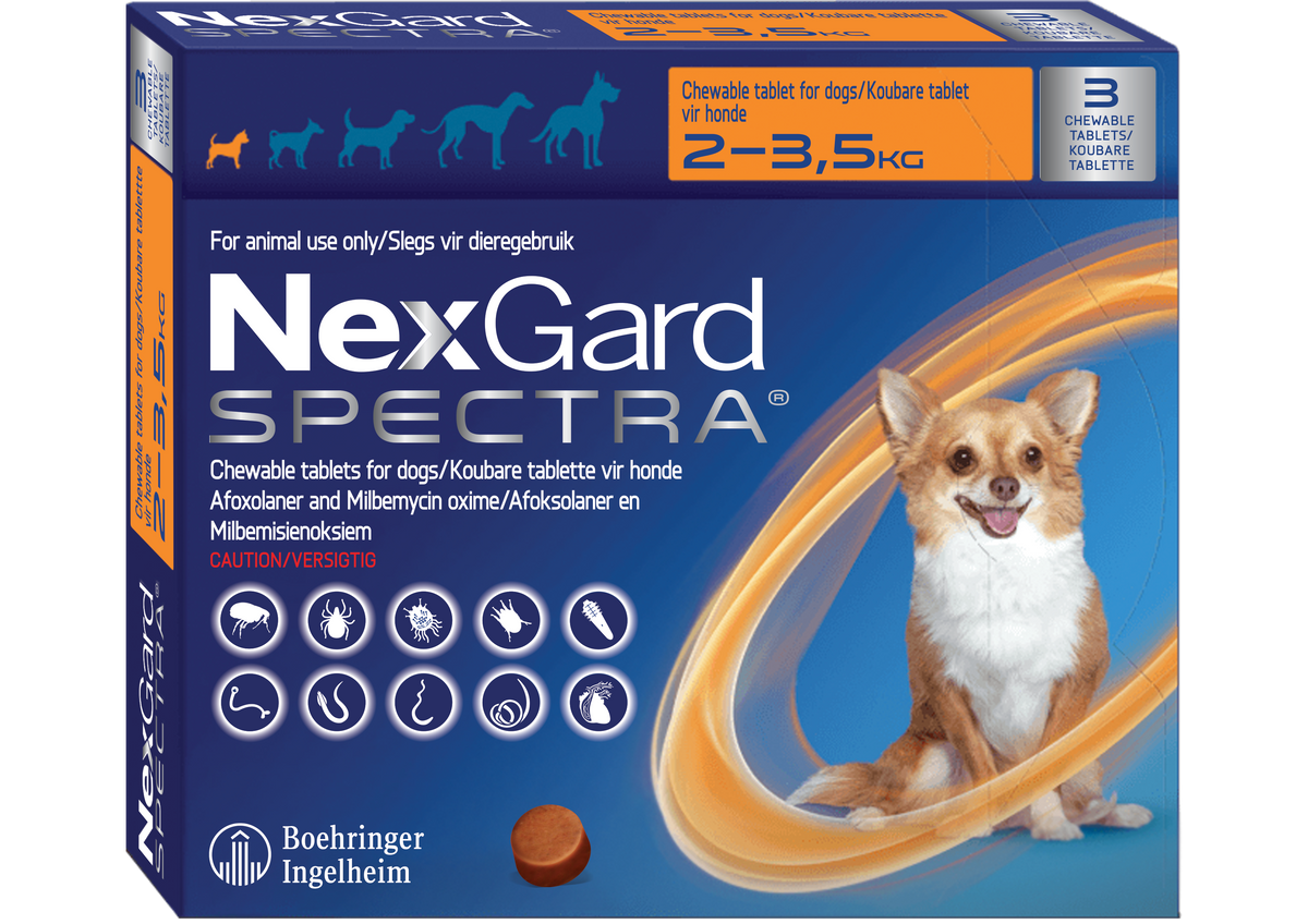 NEXGARD SPECTRA, CHEWABLE TABLETS, XS