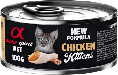 Alpha Spirit Wet Food for Kittens Chicken, 6 x 100 g cans