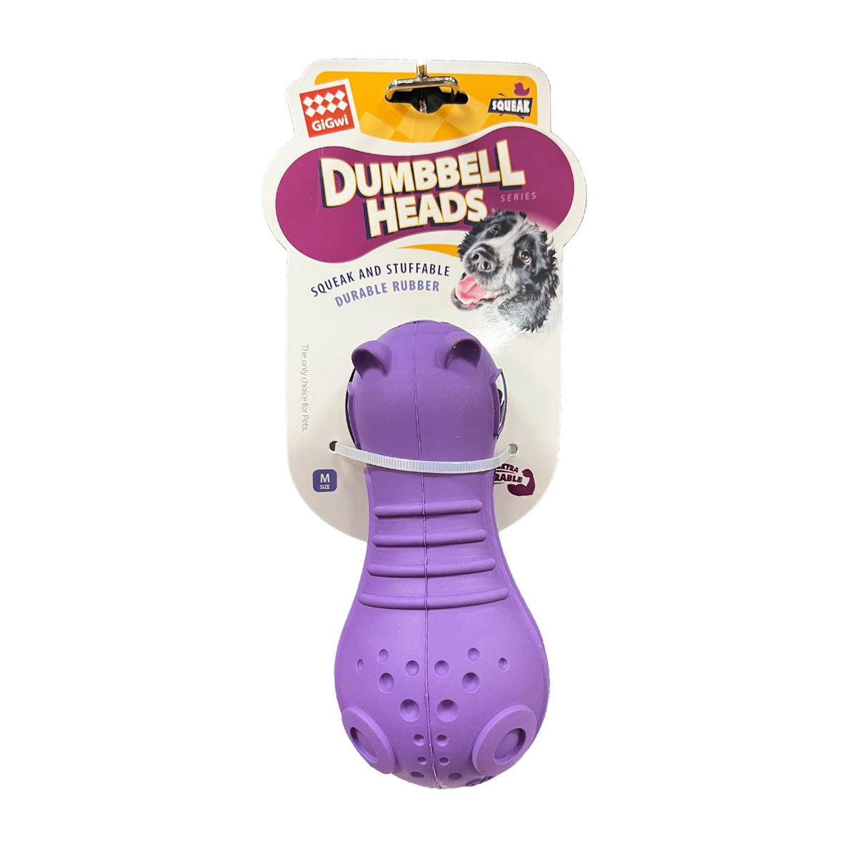GiGwi DUMBBELL HEADS Hippo - Squeak and stuffable