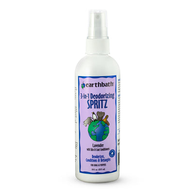 Earthbath 3-IN-1 Deodorizing Spritz, Lavender with Skin & Coat Conditioners, Made in USA, 8 oz pump spray