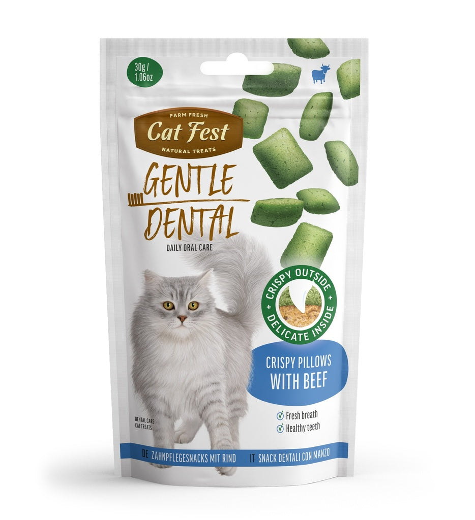 Cat Fest Dental Treats For Cats -Crispy Pillows -Beef 30g