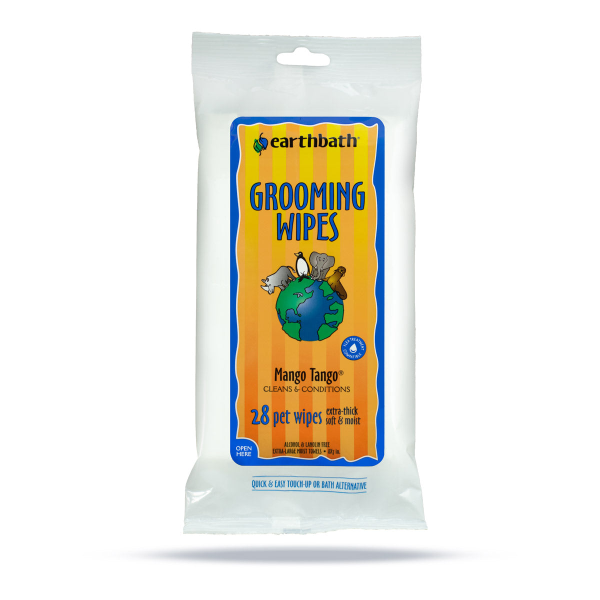 Earthbath Grooming Wipes - Extra-thick & extra Large, Mango Tango, 28 ct