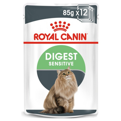 Royal Canin Digest Sensitive Cat Gravy Wet Food 12x85g Pouches available at PetCentral UAE