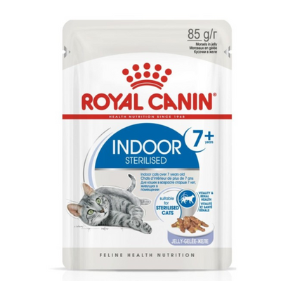 Royal Canin Indoor 7 Cat Jelly Wet Food 12x85g Pouches available at PetCentral UAE