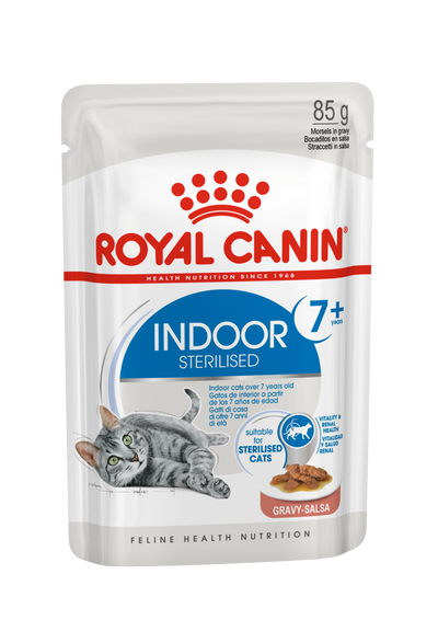 Royal Canin Indoor 7 Cat Wet Food 12x85g Pouches available at PetCentral UAE