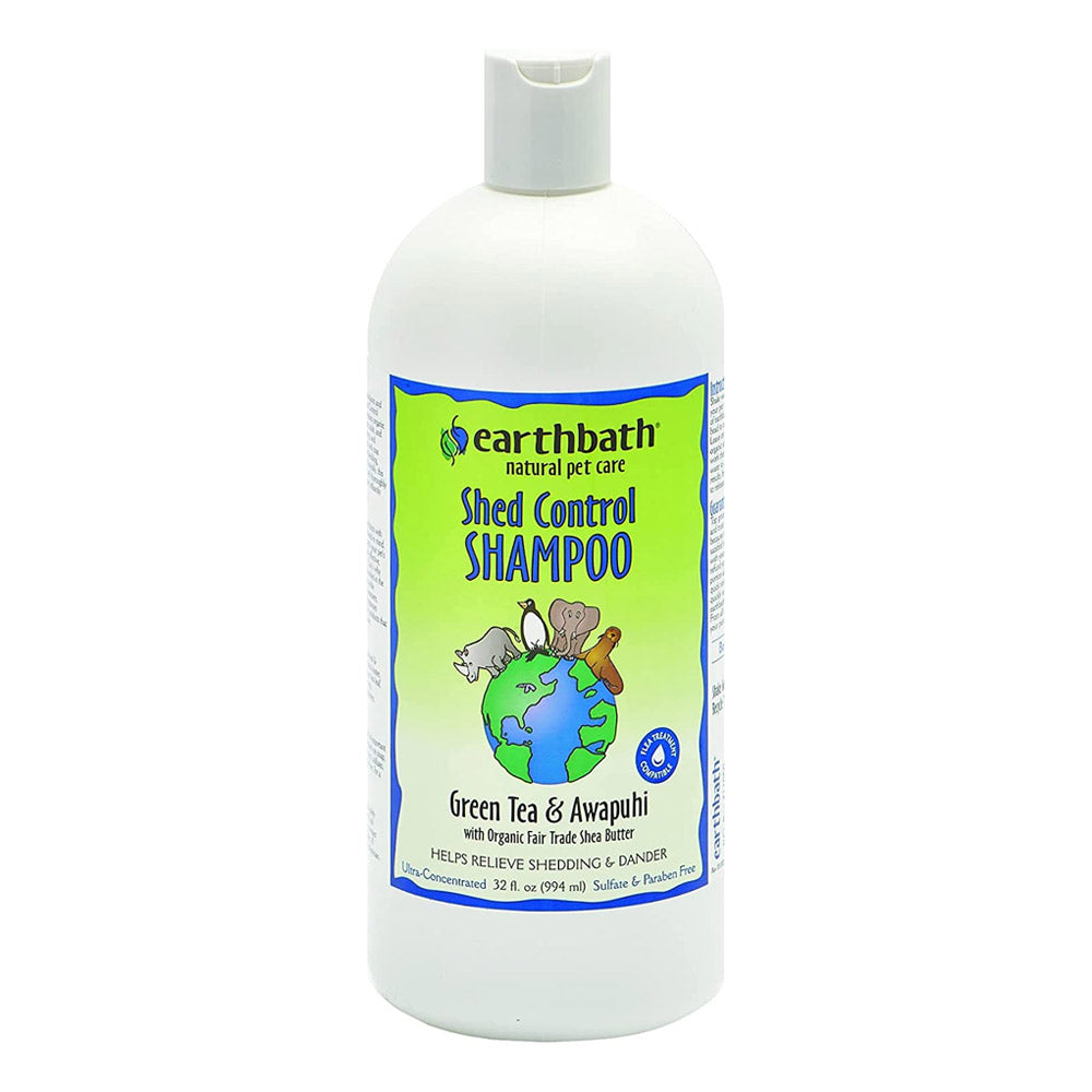 Earthbath Shed Control Shampoo, Green Tea & Awapuhi with Organic Fair Trade Shea Butter, Helps Relieve Shedding & Dander, Made in USA - 32 oz