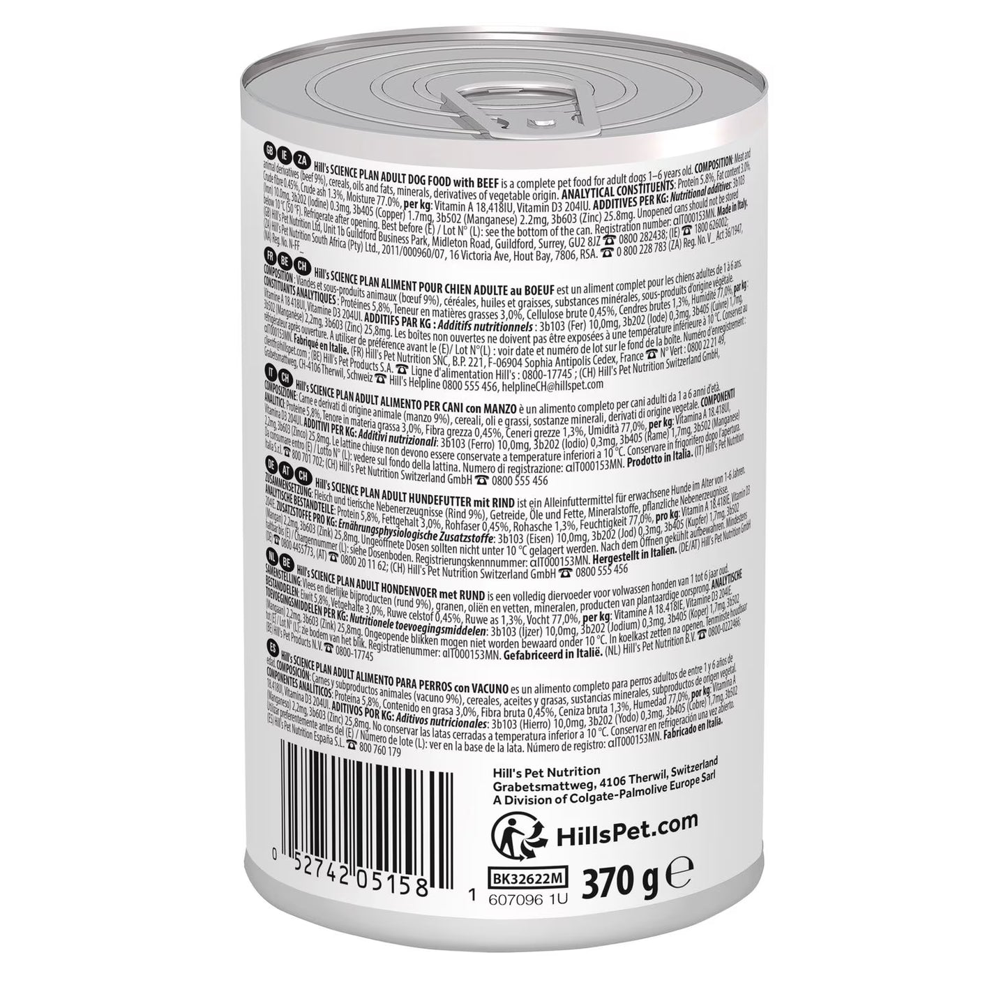 Hill's Science Plan Adult Dog Food with Beef - 12x370g