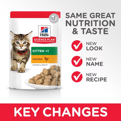 Hill's Science Plan Tender Chunks & Gravy Kitten Chicken Pouches - (12x85g)