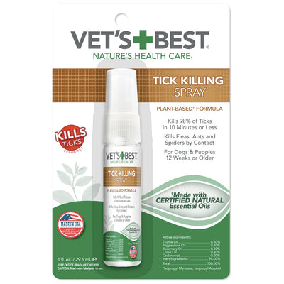 Vets Best Tick Killing Spray for Dogs and Puppies, 1 fl. oz.