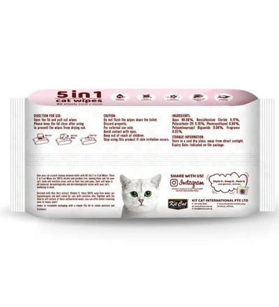 KItCat 5 in 1 ALOE VERA SCENTED Soft Cat Wipes
