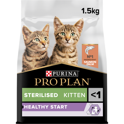 PRO PLAN STERILISED KITTEN HEALTHY START, DRY CAT FOOD WITH SALMON, 1.5 KG