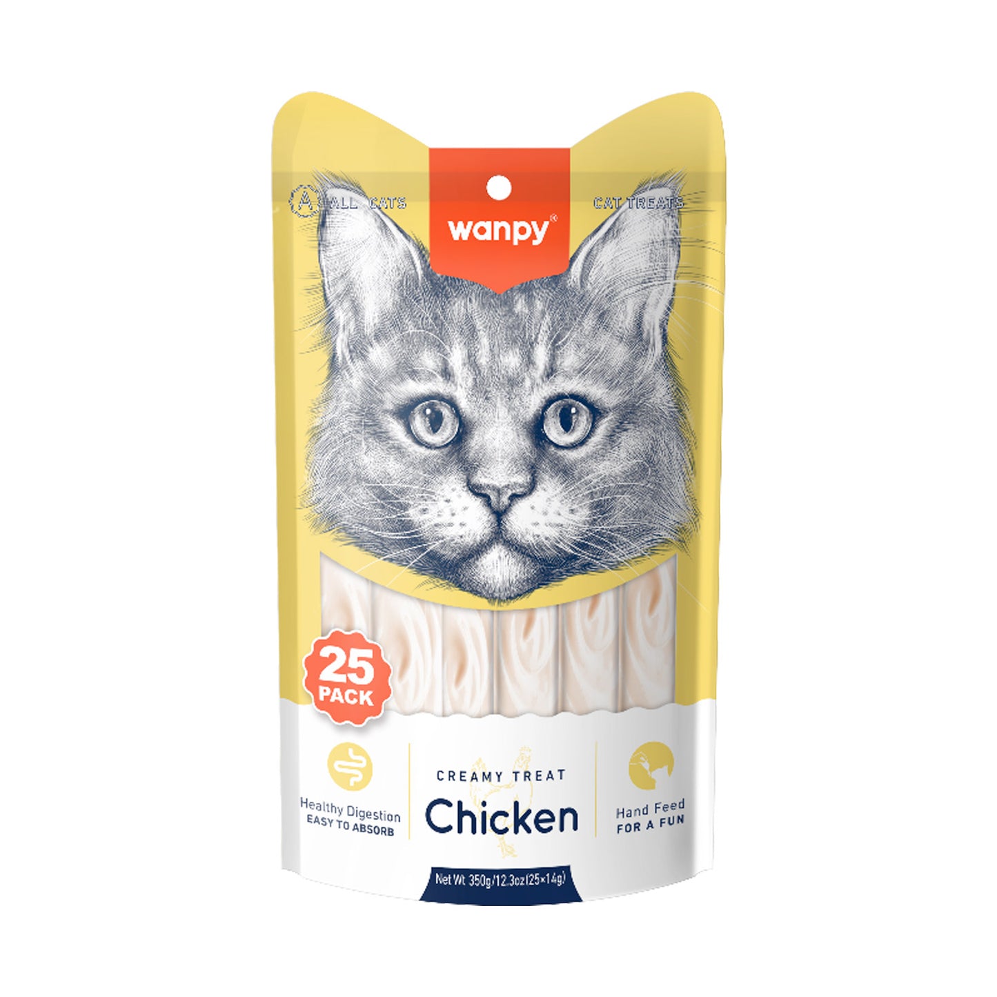 Wanpy Creamy Lickable Cat Treats - Chicken - 25P