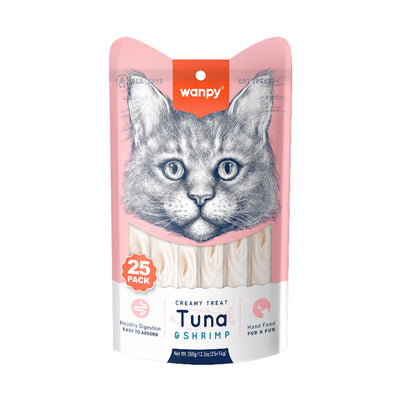 Wanpy Creamy Lickable Cat Treats - Tuna & Shrimp (14g x 25pc)