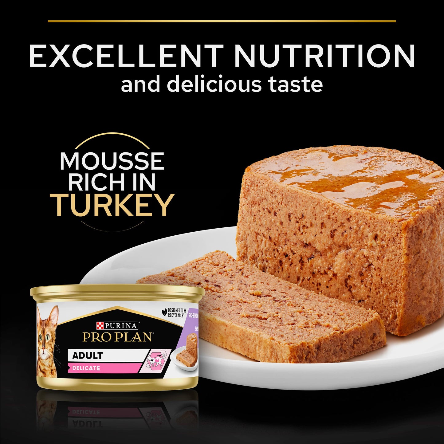 Purina Pro Plan Adult Delicate Digestion, Wet Cat Food, Mousse rich in Turkey