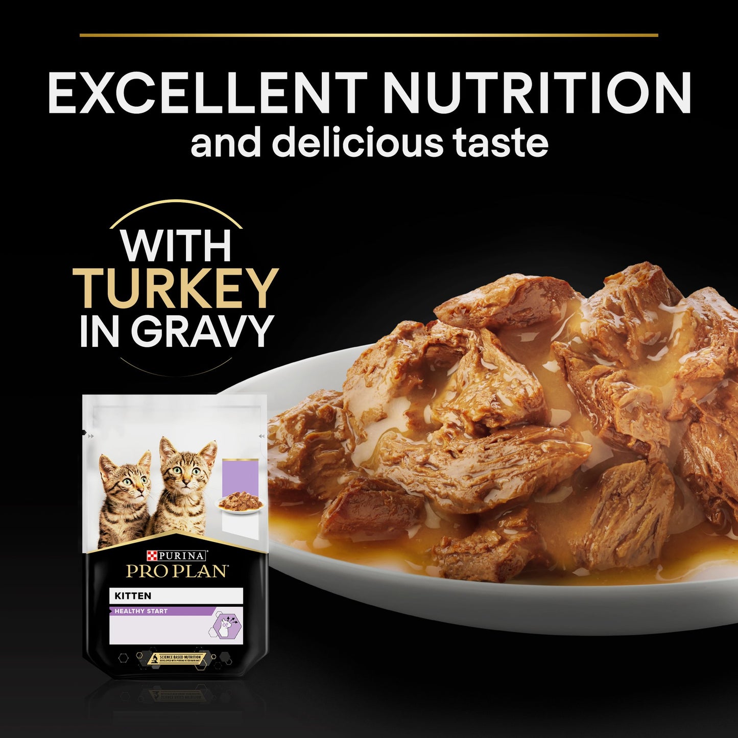 Purina Pro Plan Kitten, Wet Cat Food, Turkey in Gravy, Multipack