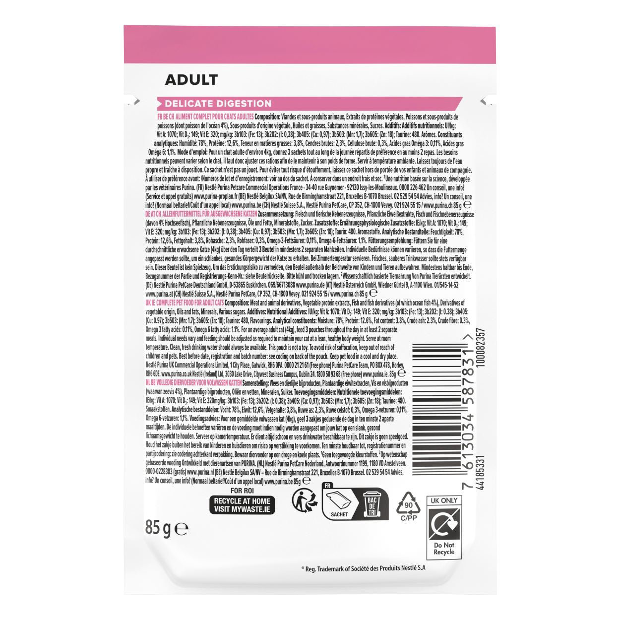 Purina Pro Plan Delicate Wet Cat Food, Oceanfish in Gravy, Multipack