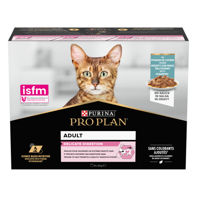 Purina Pro Plan Delicate Wet Cat Food, Oceanfish in Gravy, Multipack
