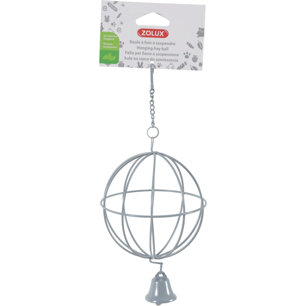 Zolux Metallic Hanging Hay Ball Grey 10 cm dia.