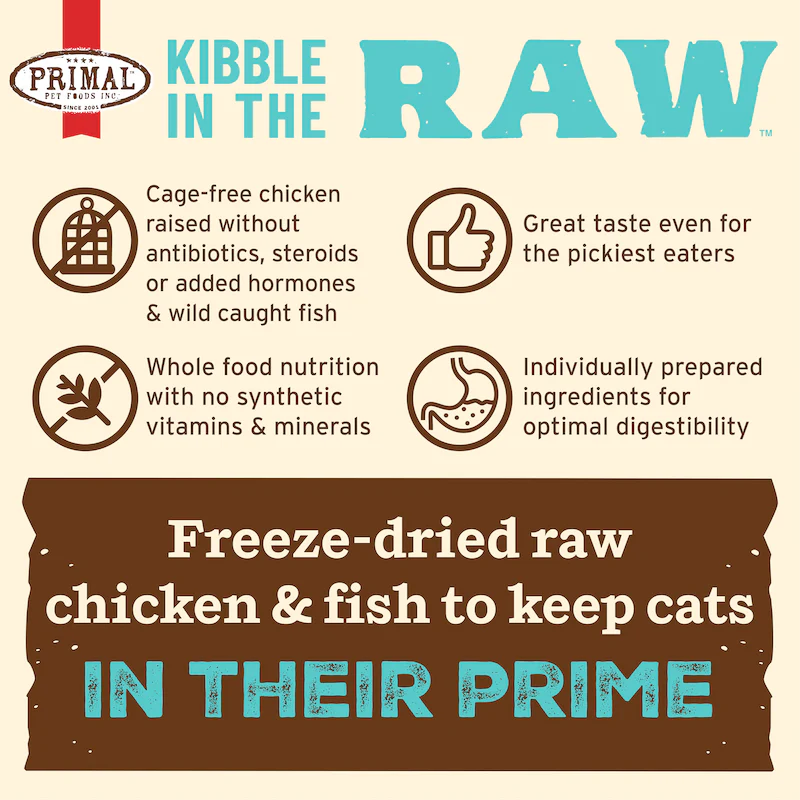 Primal Kibble in the Raw Cat Food – Chicken & Fish Recipe