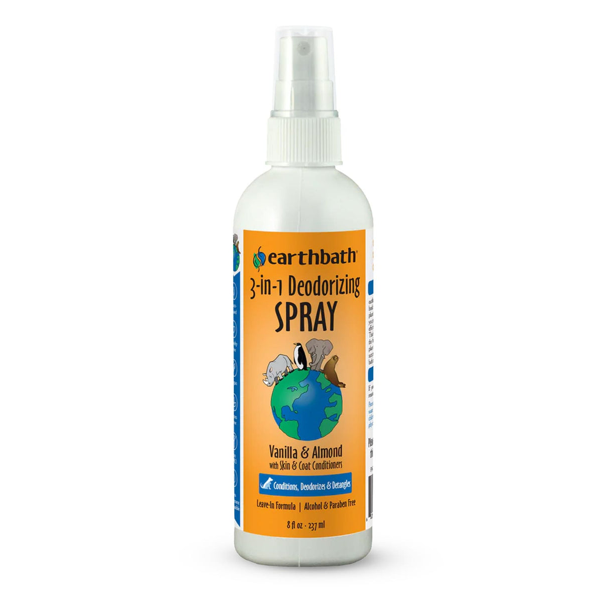 Earthbath 3-in-1 Deodorizing Spritz, Vanilla Almond with Skin & Coat Conditioners, Made in USA, 8 oz pump spray