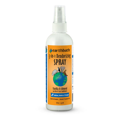 Earthbath 3-in-1 Deodorizing Spritz, Vanilla Almond with Skin & Coat Conditioners, Made in USA, 8 oz pump spray
