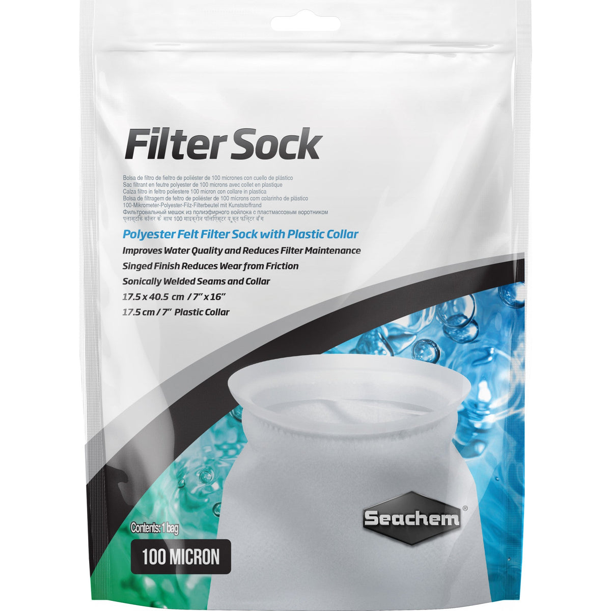 Seachem Filter Sock 100 micron welded 17.5 x 40.5 cm
