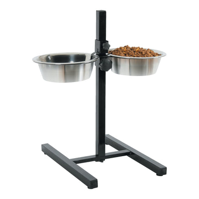 Zolux Adjustable Stand with Stainless Steel Dog Bowls 1.5 L