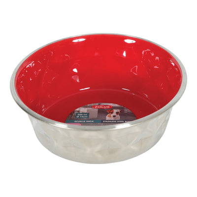 Zolux Diamonds Stainless Non-Slip Dog Bowls Red, 550 ml