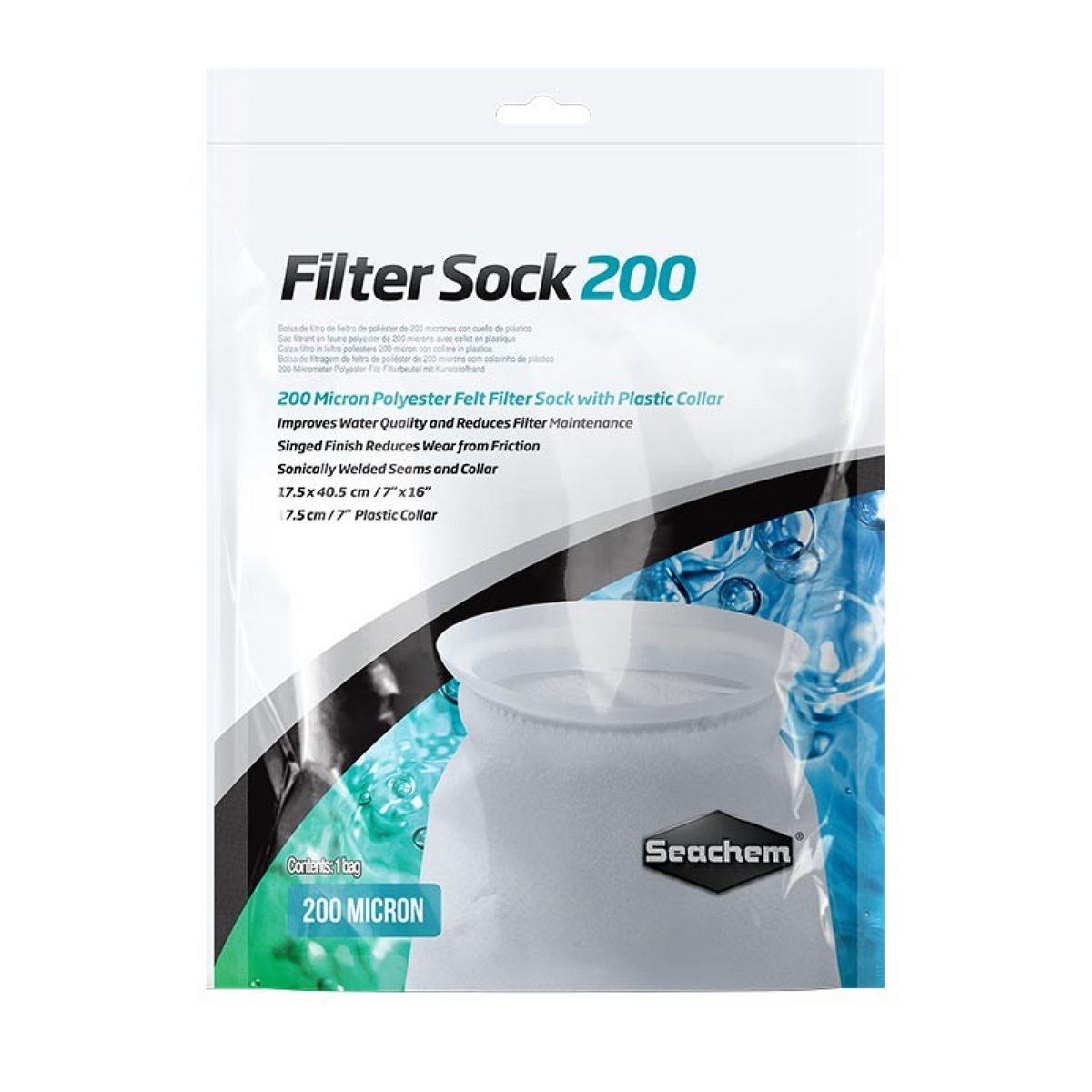 Seachem Filter Sock 200 micron welded 17.5 x 40.5 cm