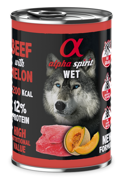 Alpha Spirit Canned Dog Food Beef With Melon 400 g