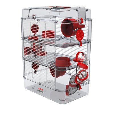 Zolux Rody 3 Trio Rodent Cage, Grenadine Red