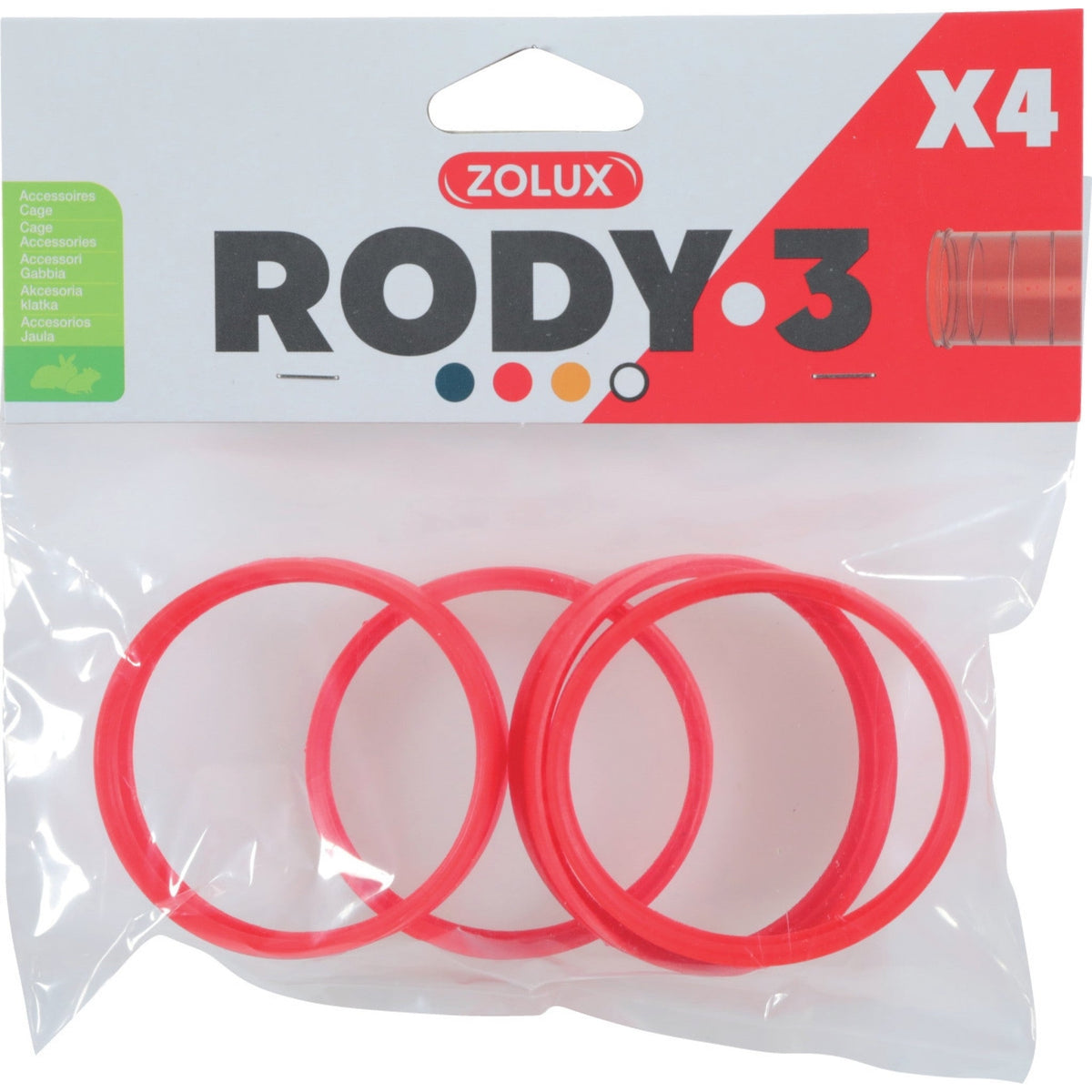 Zolux Rody 3 Connector Ring Grenadine x4, Red