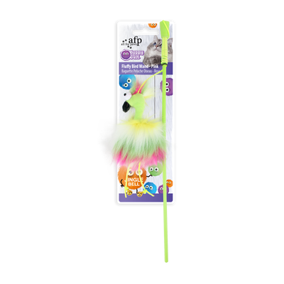 Furry Ball Fluffy Bird Wand Pink