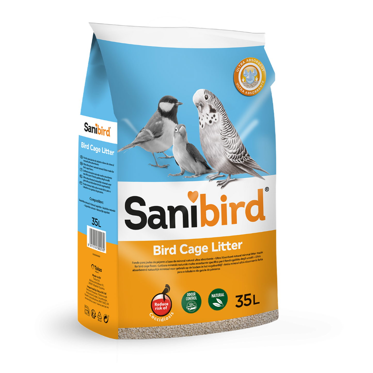 Sanibird litter for bird cage floors - 35 L