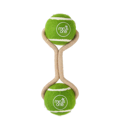All For Paws Dog Tennis Ball Rope Toy Double Meadow