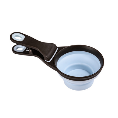 Zolux 2-in-1 Silicone Measuring Cup with Food Bag Clip Blue, 237 ml