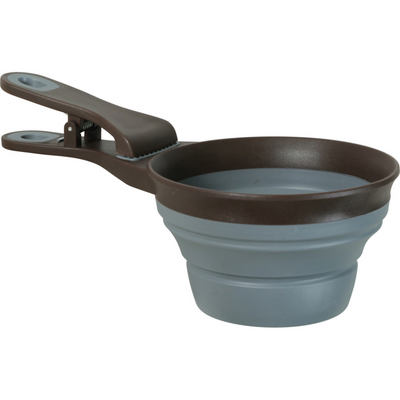 Zolux 2-in-1 Silicone Measuring Cup with Food Bag Clip Grey, 473 ml