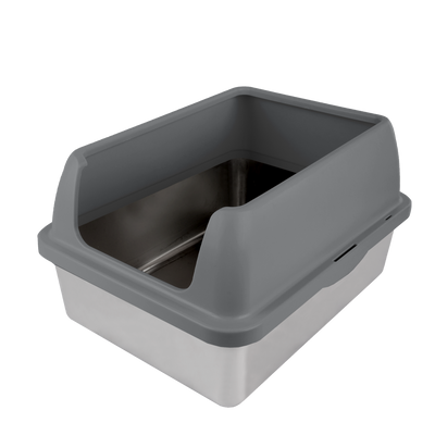 All For Paws Go Fresh Enclosed Stainless Steel Cat Litter Box Grey