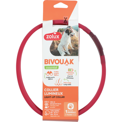 Zolux BVK Led Collar Long-Hair Red
