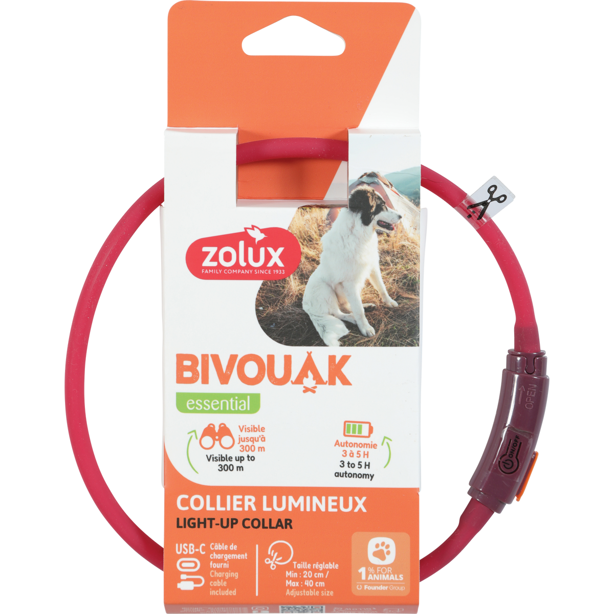 Zolux BVK Led Collar Puppy Red