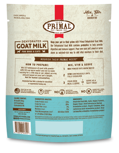 Primal Dehydrated Goat Milk for Dogs and Cats