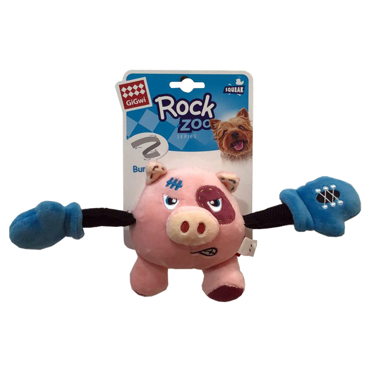 GiGwi Rock Zoo King Boxer Pig with Squeaker & Crinkle S