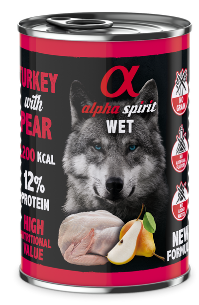 Alpha Spirit Canned Dog Food Turkey With Pear 400 g