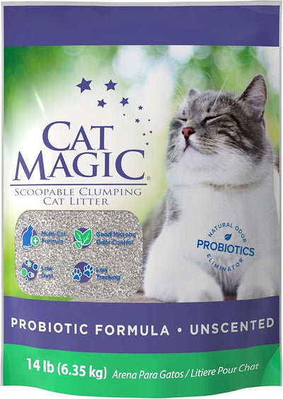 Cat Magic Unscented Probiotic Hard Clumping Dust Free Clay Litter, 6.35kg