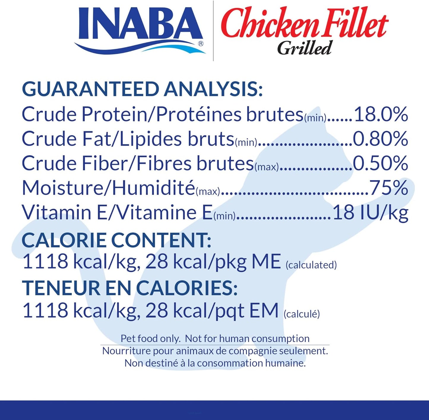 INABA Grilled Chicken Fillet Cat Treats with Vitamin E and Green Tea Extract - Bag of 10