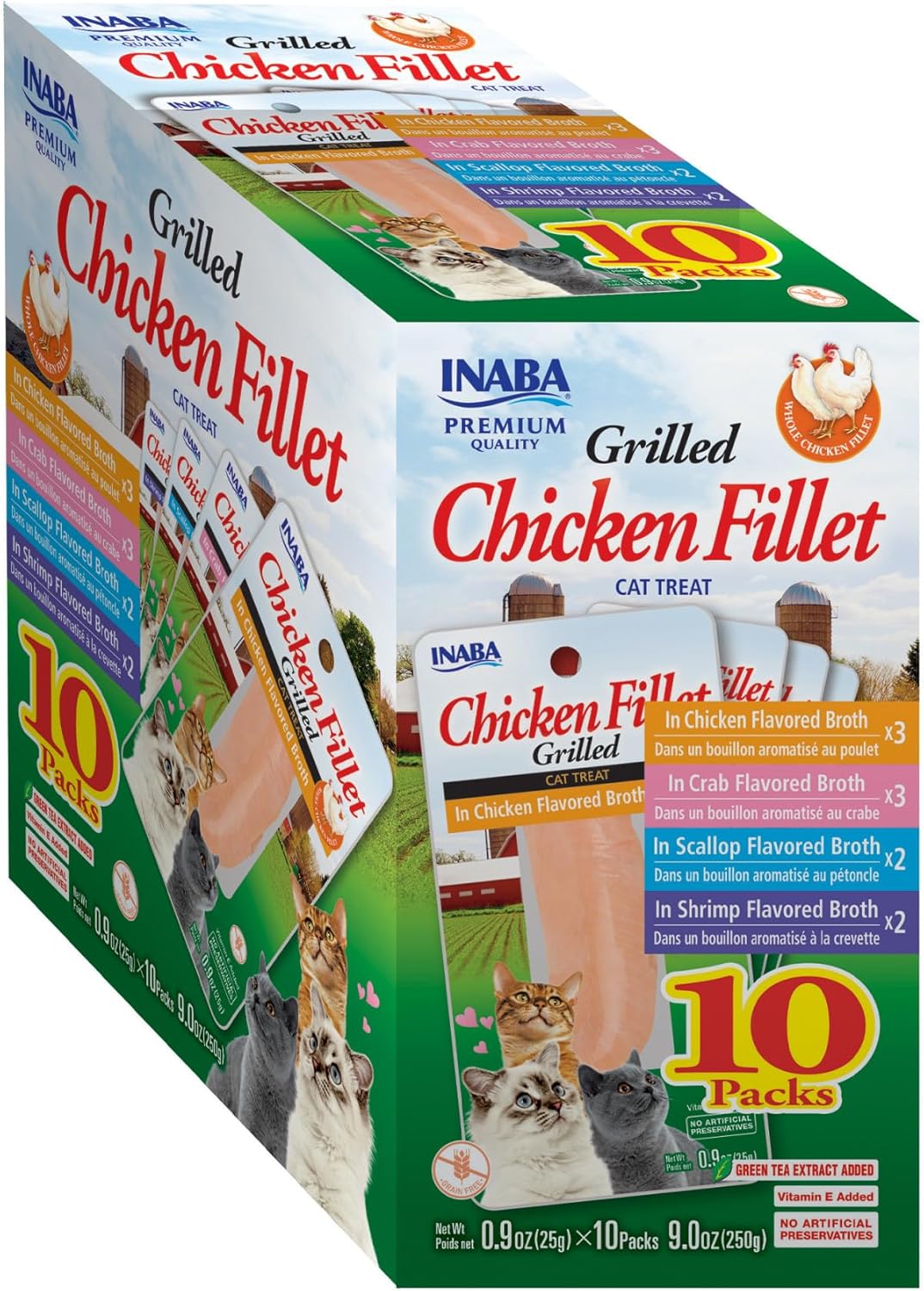 NABA Grilled Chicken Fillet Cat Treats with Vitamin E and Green Tea Extract - Bag of 10