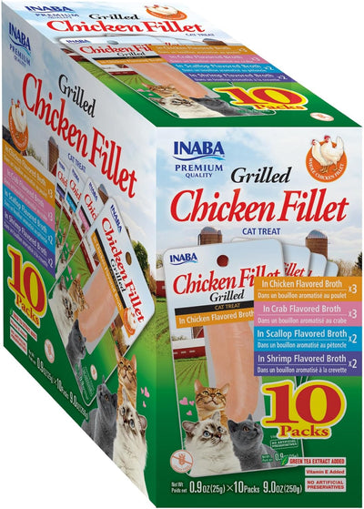 NABA Grilled Chicken Fillet Cat Treats with Vitamin E and Green Tea Extract - Bag of 10