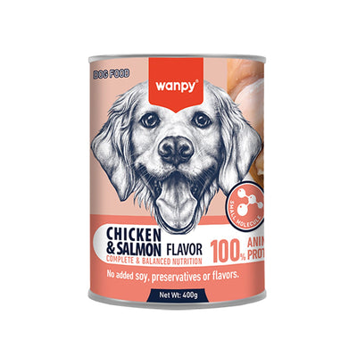 Wanpy Complete Pâté Canned Food for Dogs (Chicken & Salmon) - 400g
