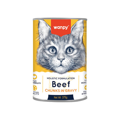 Wanpy Chunks in Gravy Canned Food for Cats - Beef 375g