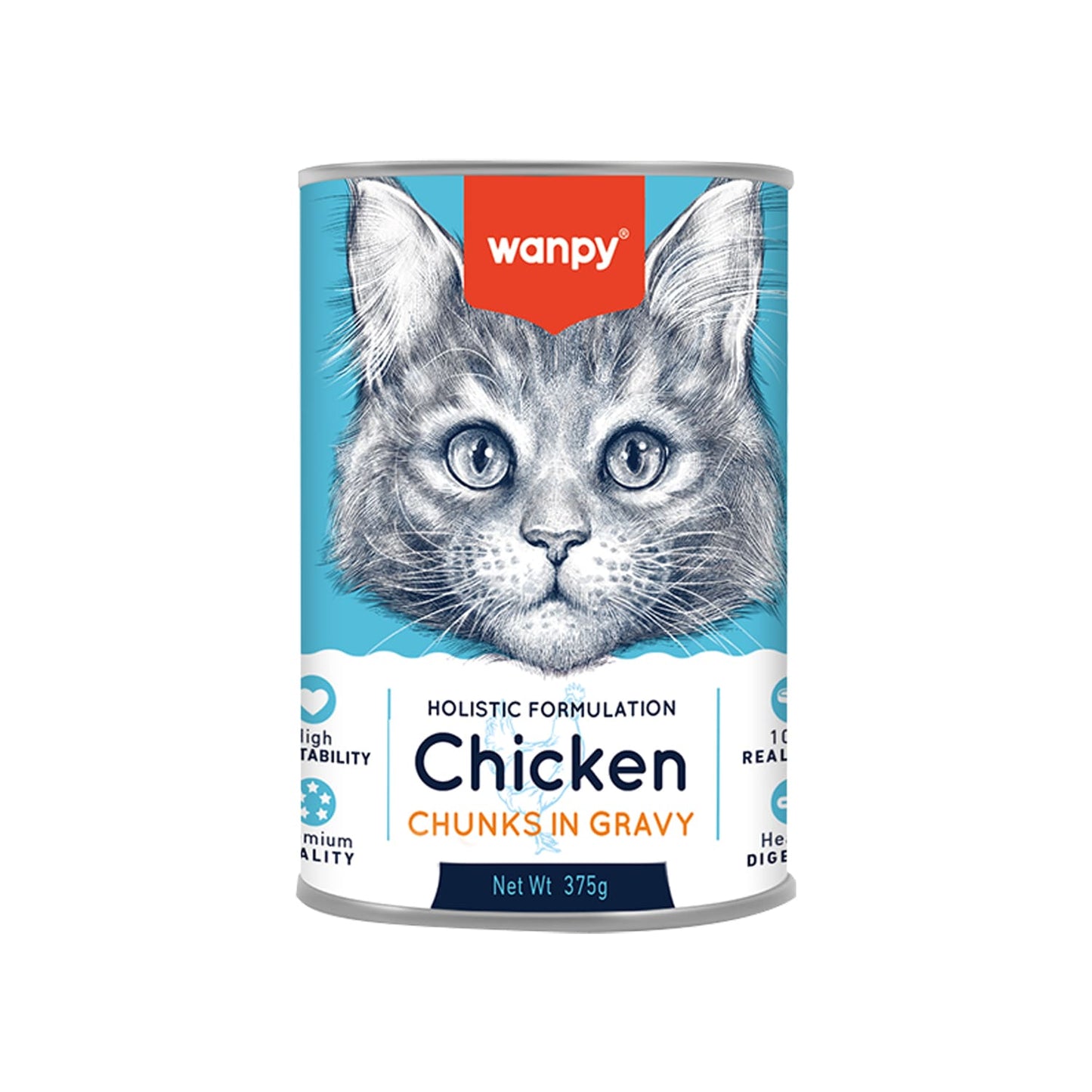 Wanpy Chunks in Gravy Canned Food for Cats - Chicken 375g